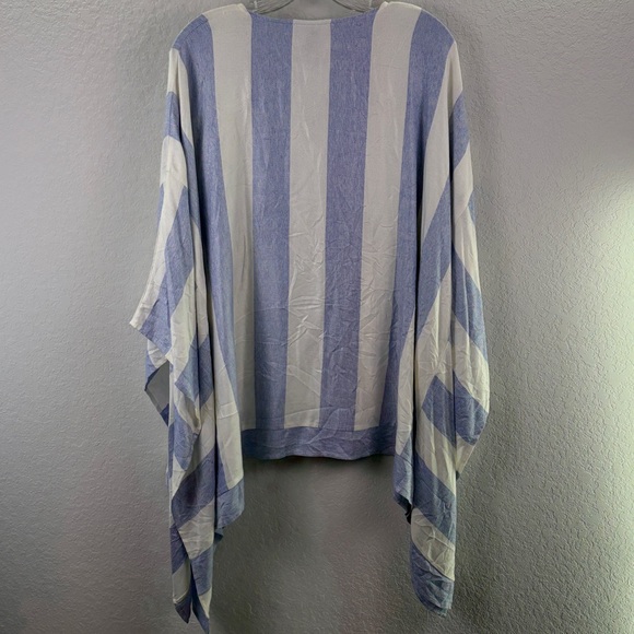 Karen Kane Light Blue and White Striped Oversized Poncho Small - Picture 5 of 7